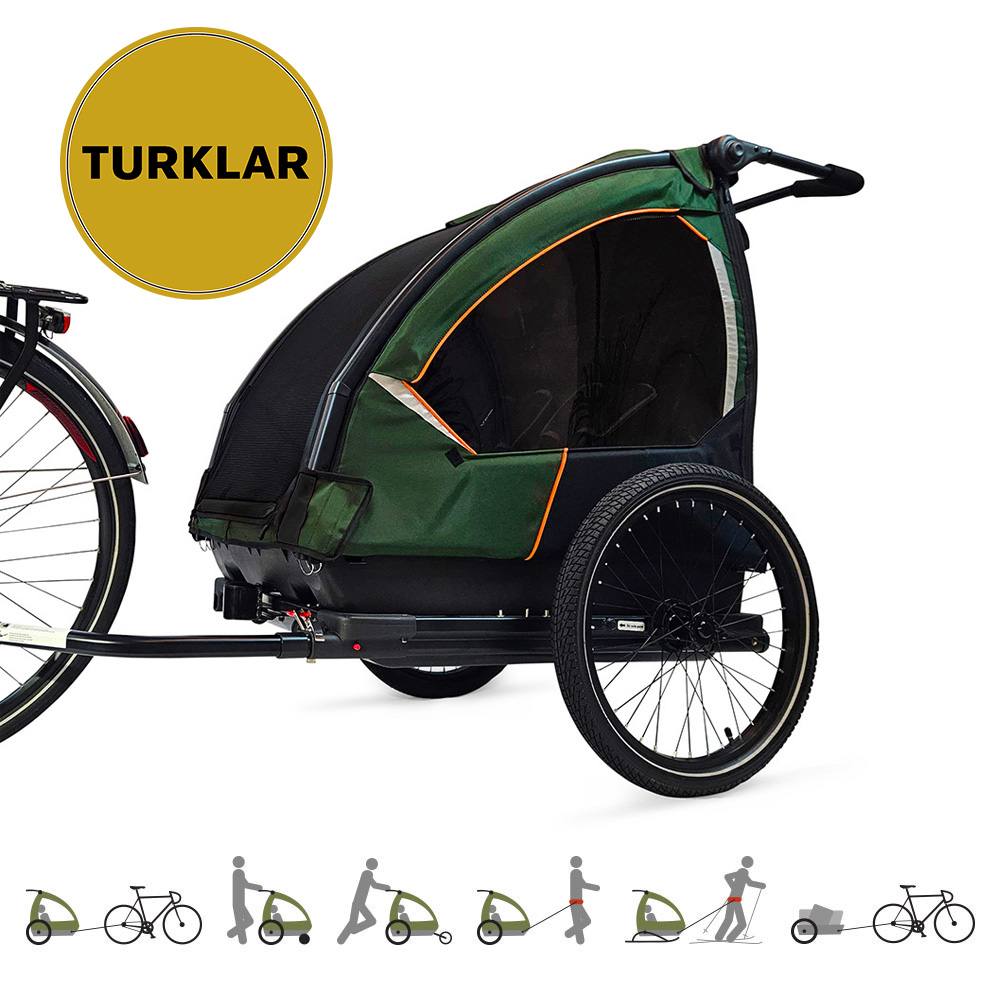 Adventure Bike Trailer. Green Nordic Cab