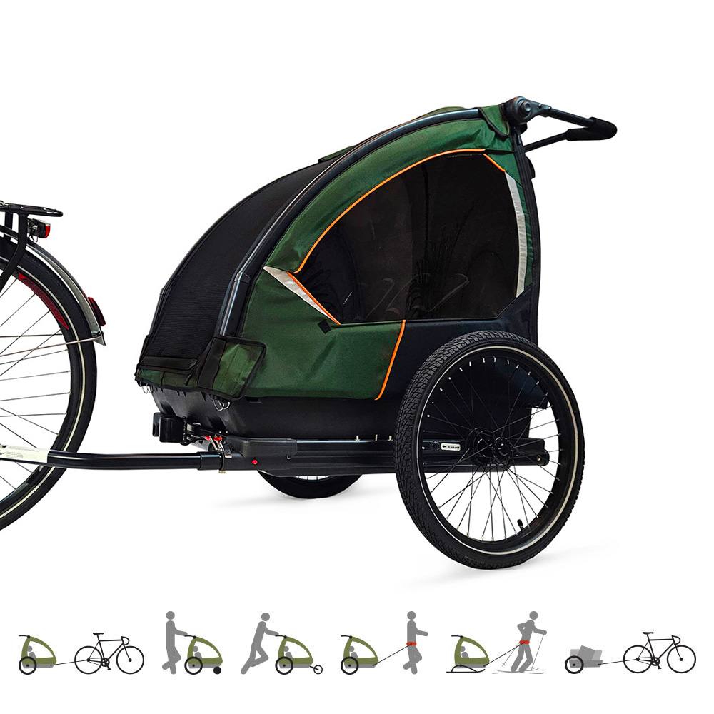 Grønn sykkelvogn fra Nordic Cab viser flere funksjoner