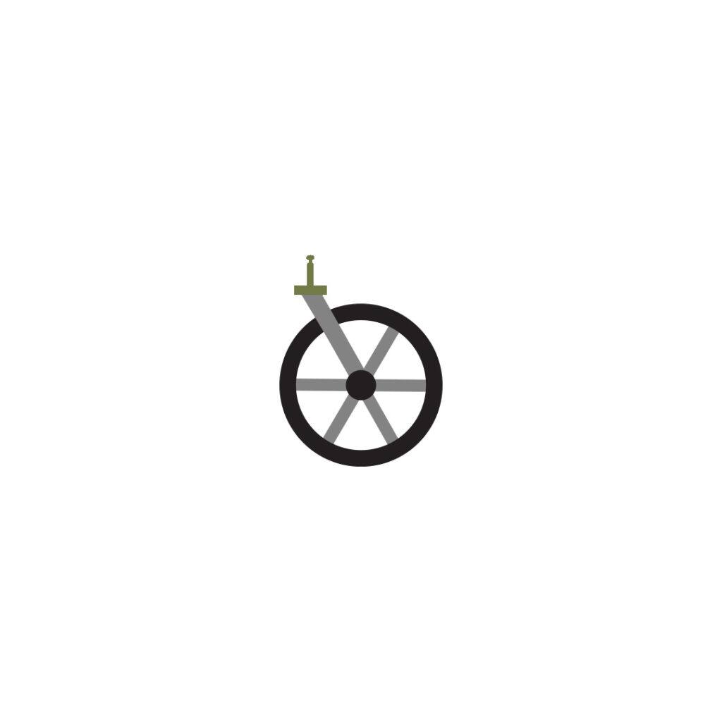 tegning av hjul symboliserer reservedeler hos Nordic Cab