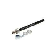 Thru axle adapter from Robert Axle Project for attaching bike trailers, with axle, spacer and hitch mount.
