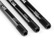 Three types of thru axle adapters – threads pitch 1.0, 1.5, 1.75. Closeup