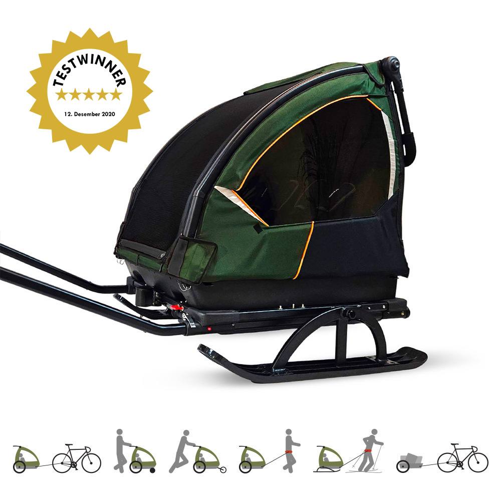 Explorer 6in1 - Bike Trailer, Ski, Hiking, Jogger, Stroller and Cargo (Forest Green)