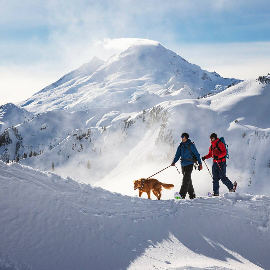 walking in snow with snowshoes | Crescent Moon