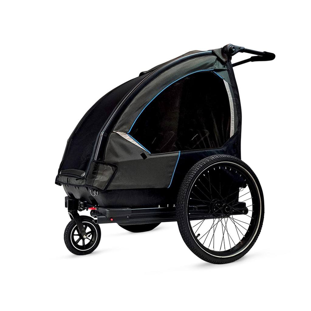 outdoor bike trailer with stroller function for two children